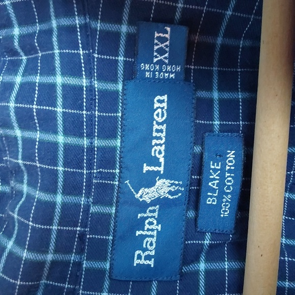 Ralph Lauren Mens Blue/ White Checkered Soft Cotton Button Down Shirt Sz.XXL - Picture 7 of 7